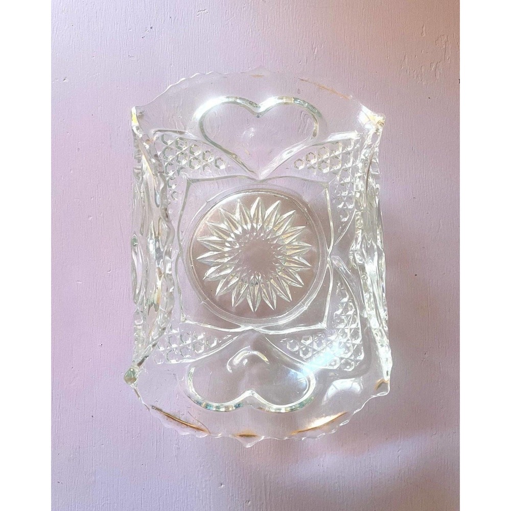 Antique EAPG Heart with Thumbprint Folded Card Tray by Tarentum